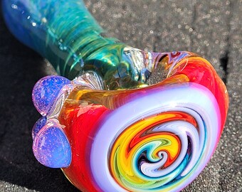 Large Wig Wag Spoon Rainbow Pink Slyme 4.2"