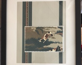 Framed Art "Amercian Companion" from Upcycled Wallpaper and Fabric Samples
