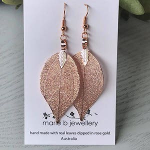 Real leaf earring in Rose gold