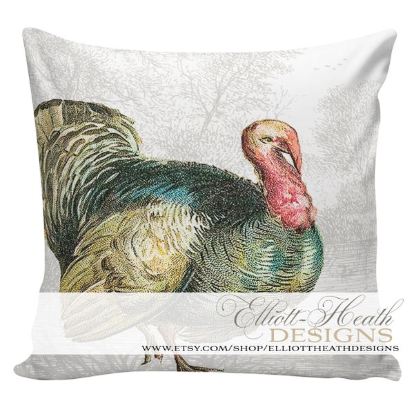 Thanksgiving Pillow Farmhouse Style Turkey Decor Fall Decoration Decorative Pillow French Country,  #TH0031, Elliott Heath Designs