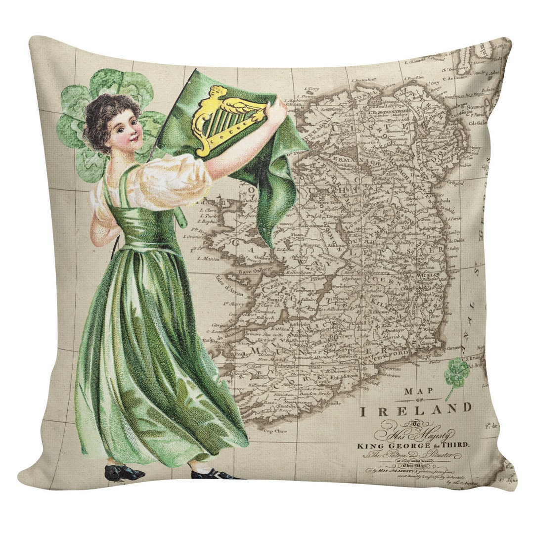 St Patricks Day Pillow, Ireland, 100 Cotton Pillows, Irish, Spring