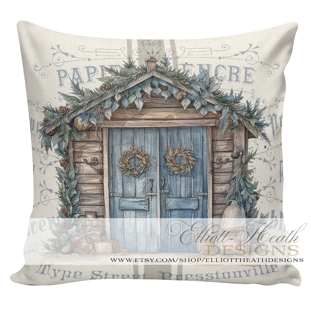 Blue Christmas Pillows Santa Pillows Gingerbread House Etsy