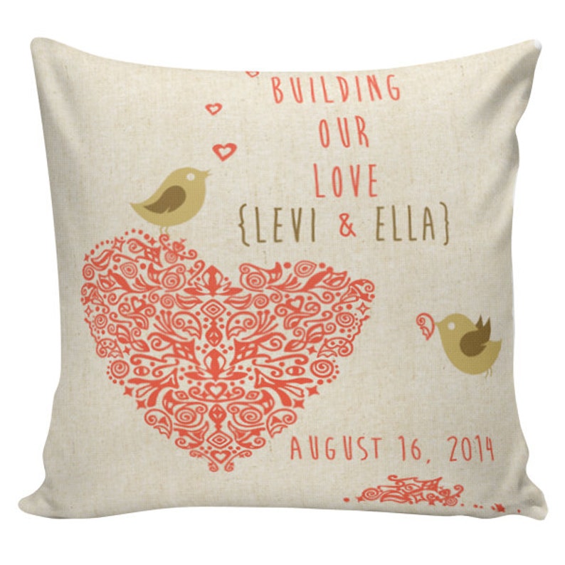 Pillow Cushion Personalized LOVE Wedding Pillow Cotton Etsy