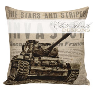 Military History, Throw Pillow, Pillow Cover, Military Family, World War II Tanker, Tank, 4th of July,  Cotton Throw Pillow Cover, #SA0056