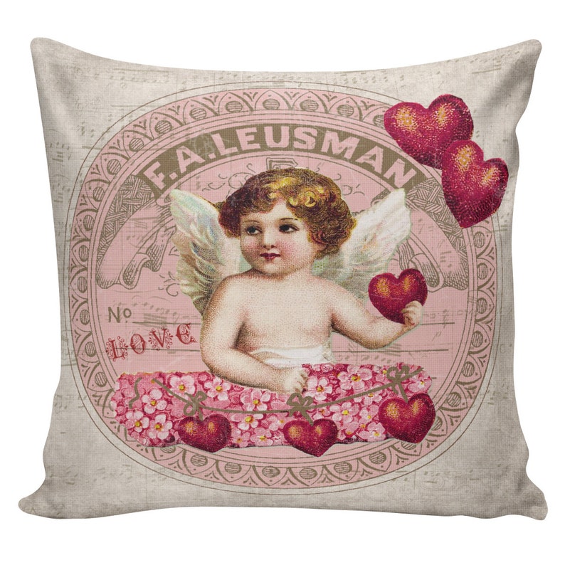 Valentine Pillow, Love Pillow, Romance, French Style Throw Pillow Cushion Cotton with Cotton or Burlap Back EHD0069 Elliott Heath Designs image 1