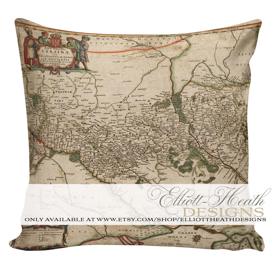 Map of Ukraine Pillow, Stand With Ukraine, Antique Map Pillow, European