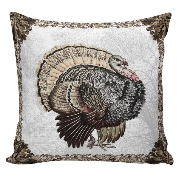 Turkey Pillow, Thanksgiving Decor, French, Cotton Pillows, 100% Cotton Pillows,  #TH0023, Elliott Heath Designs