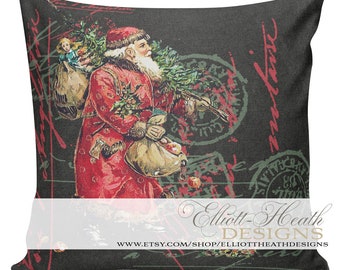 SHIPS TODAY! Farmhouse Christmas Pillows, Throw Pillows, Vintage Santa Pillow, Christmas Cotton Pillow Covers  #CH0019 Elliott Heath