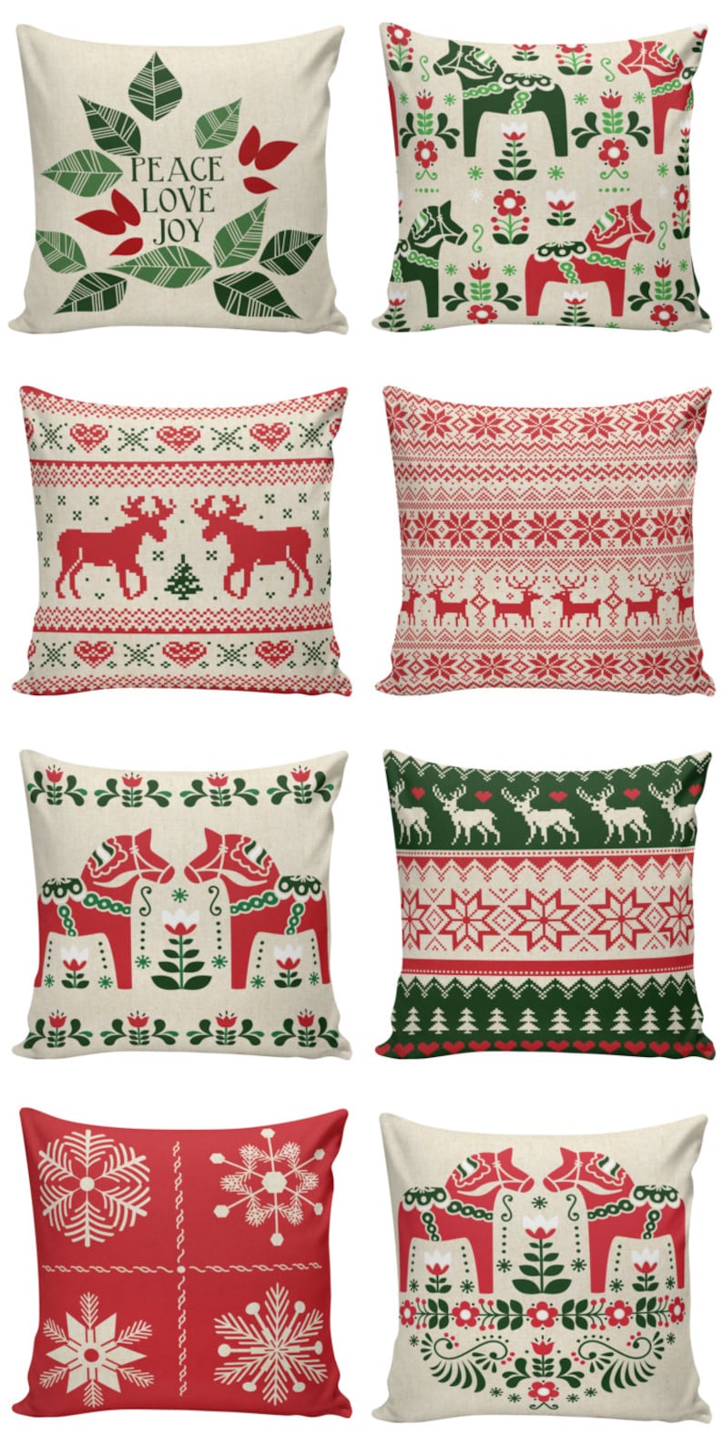Holiday Pillow Cover Swedish Scandinavian Christmas Sampler Etsy