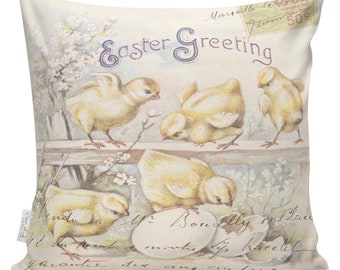 Spring Pillows, Chicken Pillows, Easter Pillow, Spring Decor, Farmhouse Decor, Throw Pillows, Made in USA, Cotton Pillow  #SP0240
