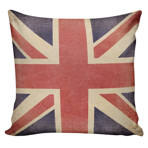 Union Jack Pillow Vintage British Flag Union Jack Burlap Cotton Throw Pillow Cover FL0011 Elliott Heath Designs
