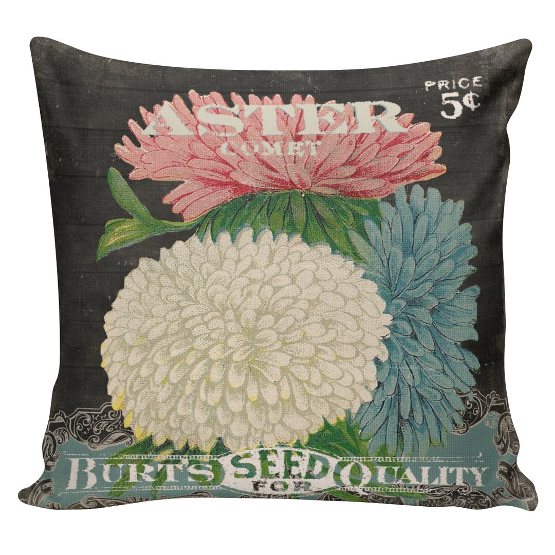 Spring Pillows, Botanical Pillows, Seed Packet, Floral, Spring Decor