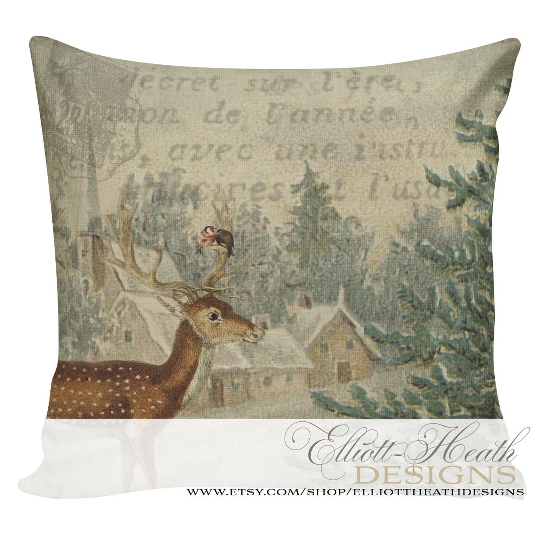 Neutral Christmas Pillows, SHIPS TODAY, Deer Pillows, Pillow Covers
