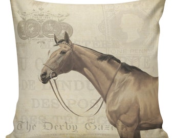 Easter Pillow, Horse Pillow, Pillow Cover, Equestrian, Burlap Pillows, Spring Pillows, Cotton Pillow Cover, #AN0107, Elliott Heath Designs