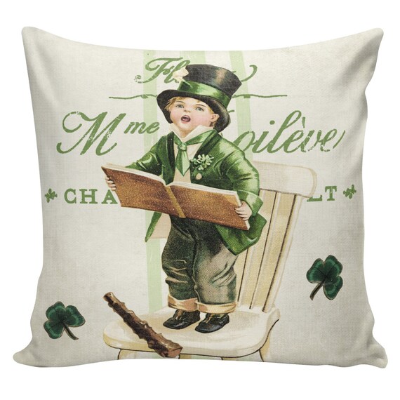 St Patricks Day Pillows Green Decor Burlap Pillow Cover Etsy