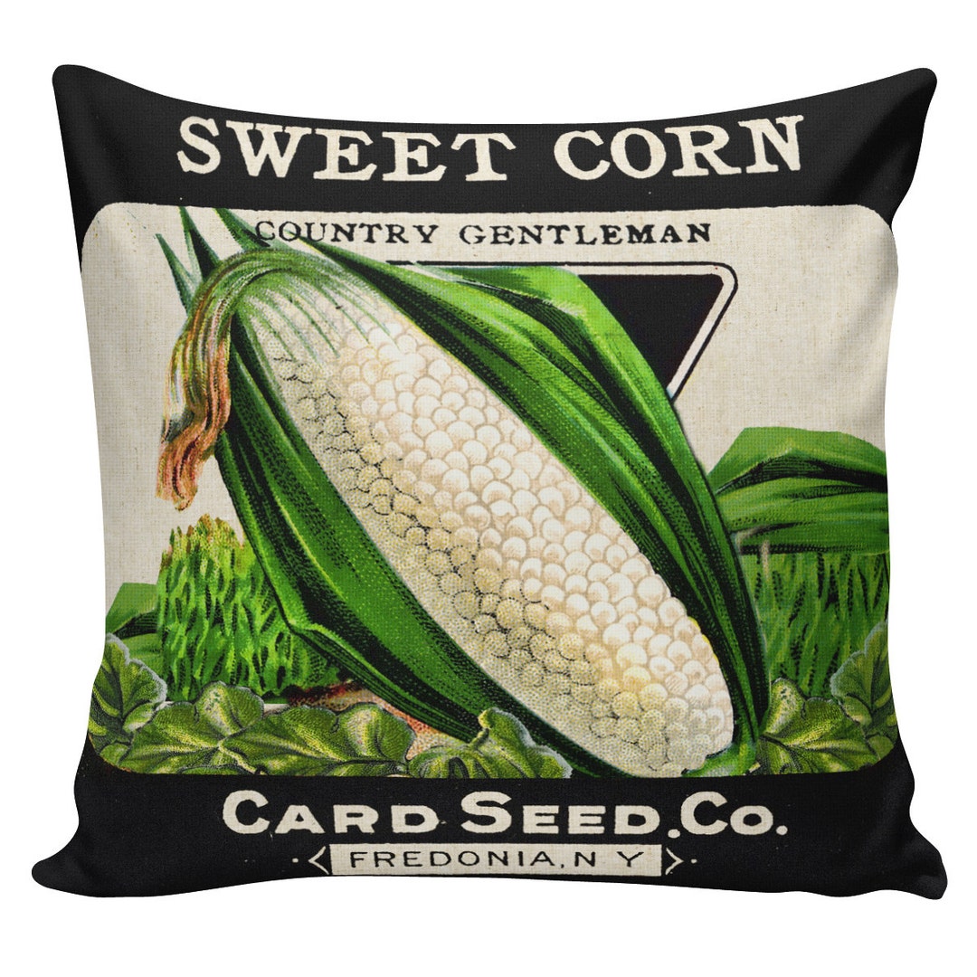 Spring Pillows, Botanical Pillows, Seed Packet, Corn, Fall Decor
