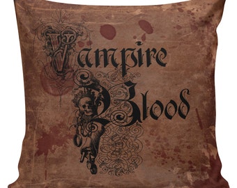Halloween Pillow Vampire Blood Old Document Blood Stained Appearance Burlap Cotton Throw Pillow Cover #HA0121