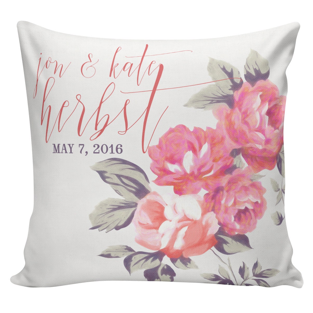 Cotton Anniversary Personalized Pillow LOVE pillow Wedding Etsy