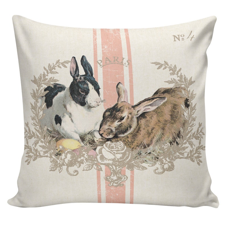 Easter Pillow Easter Pillow Cover Easter Rabbits Bunny Etsy