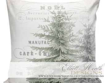 Gift for Her, Farmhouse Pillows, Christmas Pillow, Cushion, Neutral Christmas, Evergreen Trees, Cotton Covers #CH0506 Elliott Heath Designs