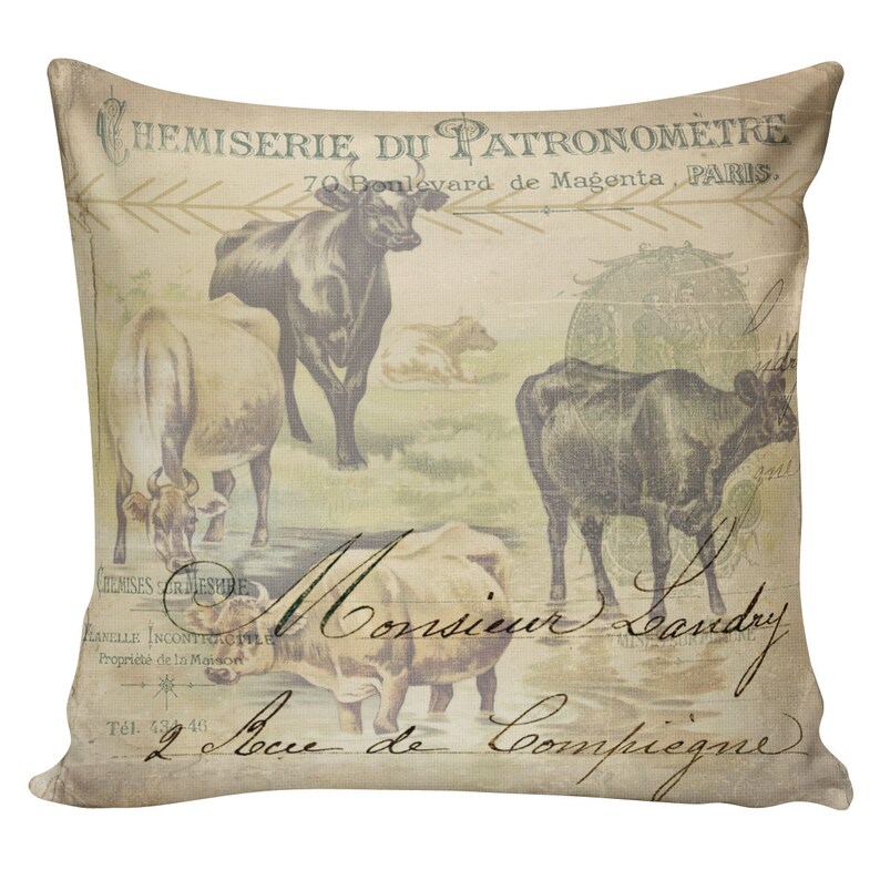 Pillow Cover French Style Farmhouse Burlap Cotton Throw ...