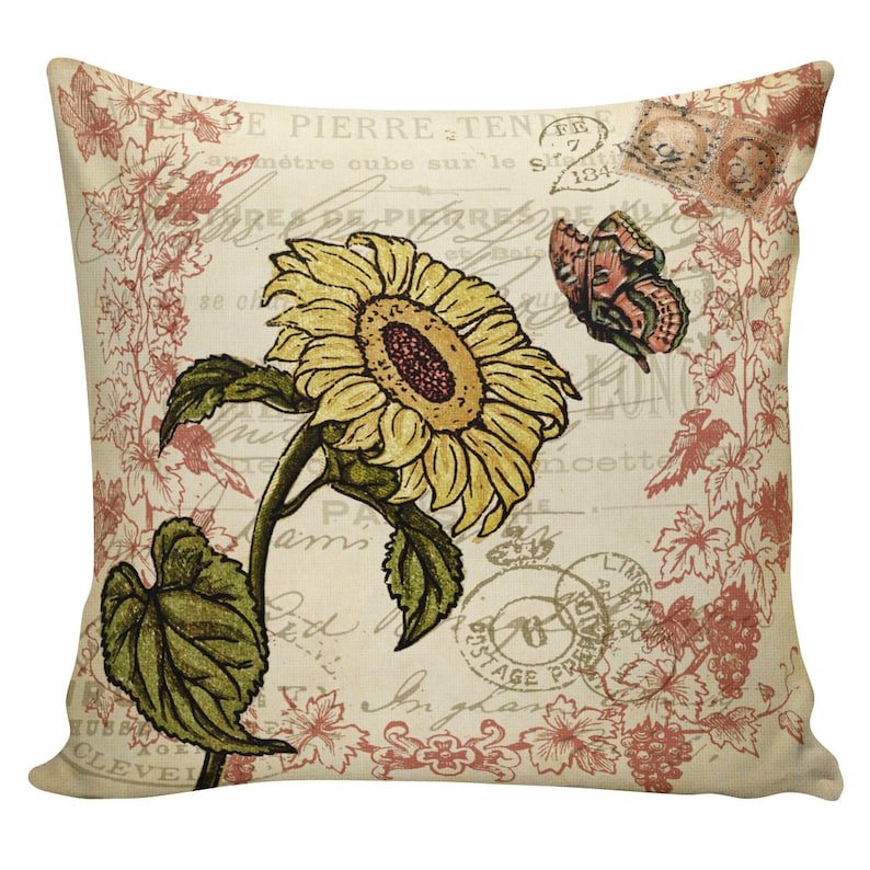 Sunflower Pillow Botanical Pillows Sunflowers Floral Fall Etsy