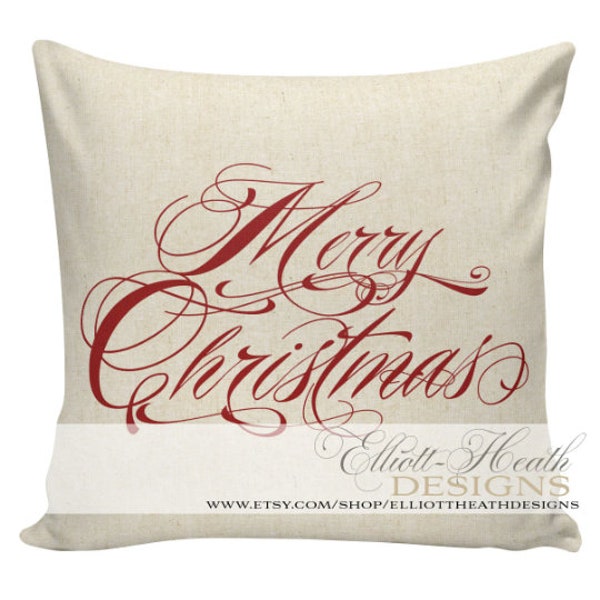 Christmas Pillow Vintage Burlap Pillow Cover Merry Christmas Cotton Throw Pillow Cover #CH0222