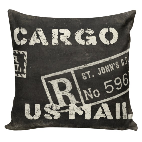 Industrial Pillow Vintage Pillow Cover Cargo Crate US Mail Etsy