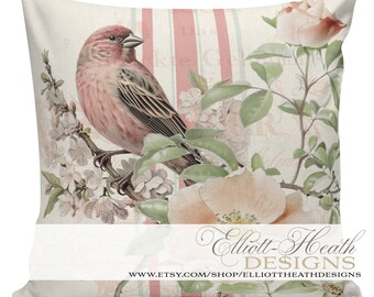 Spring Botanical Pillow (Matches Bird Song Quilting Fabric Line) Cotton Throw Pillow Cover #SP0387, Gift Under 50