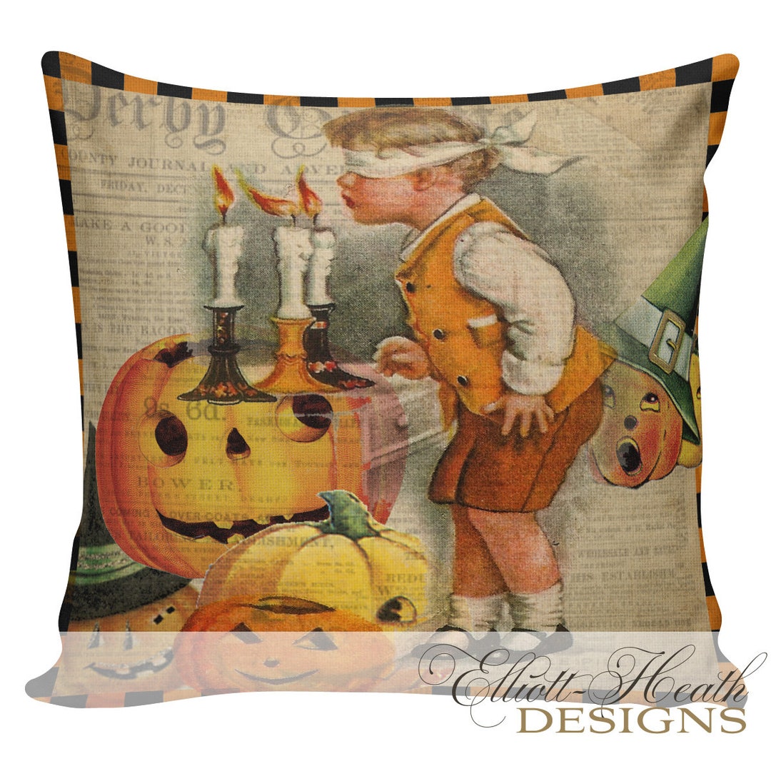 Halloween Pillow Cover, Vintage Halloween, Jack O Lantern, Pumpkin ...