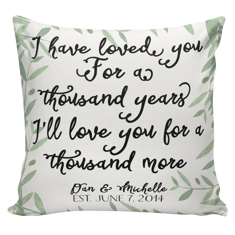 Cotton Anniversary Personalized Pillow LOVE pillow Wedding Etsy