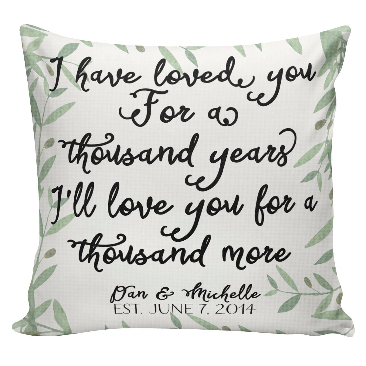 Cotton Anniversary Personalized Pillow LOVE pillow Wedding Etsy