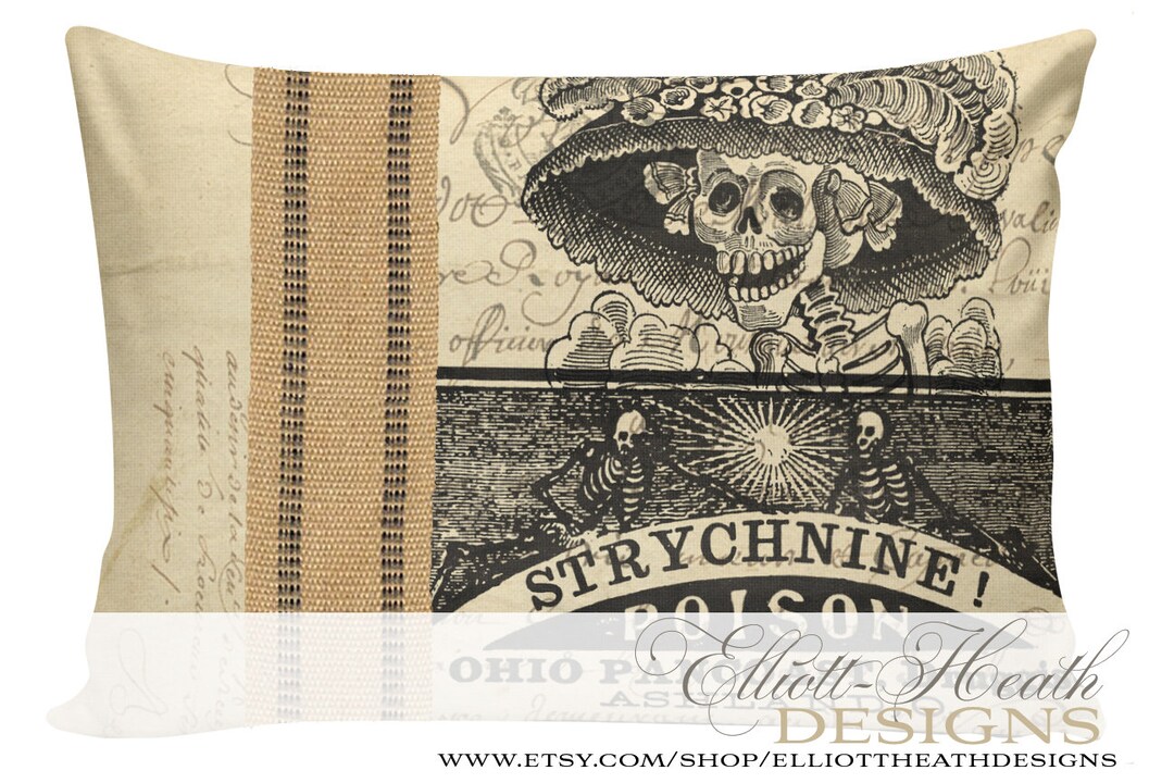 Aresenic Poison Label Pillow, SHIPS TODAY, Vintage Halloween Pillows