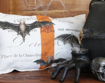 Halloween Pillow, Halloween Decor, Vintage Halloween, Cotton Throw Pillow, Farmhouse Halloween, Grainsack Pillows,  #HA501 12x18