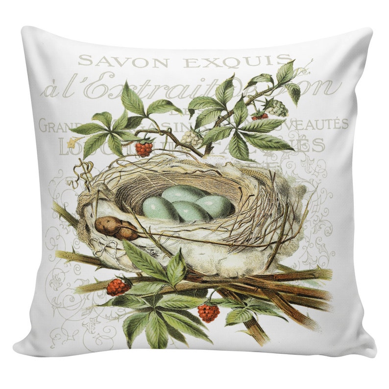 Easter Pillow Cover French Farmhouse Style Burlap Cotton Throw Etsy