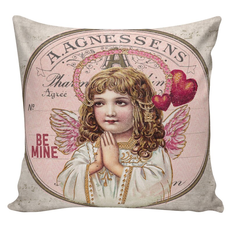Valentine Pillow, Love Pillow, Romance, French Style Throw Pillow Cushion Cotton with Cotton or Burlap Back EHD0070 Elliott Heath Designs image 1