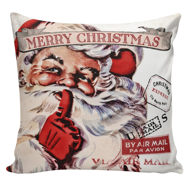 Christmas Pillows Santa Pillows Vintage Holiday Decor Santa Etsy