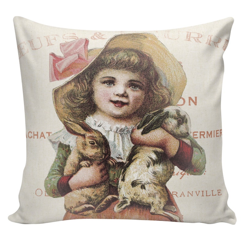 French Pillows Burlap Pillow Cover Bunny Pillows Couch Pillow Easter Pillows #EHD0100 Sofa Pillows Easter Decor Cushion Covers