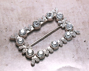 Rhinestone Crystal Belt Slider: Rectangular Sash Buckle (45mm)