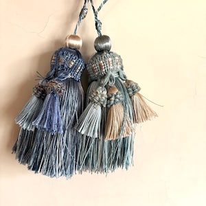 Teal Blue Boho Tassel: Short Key, Furniture & Home Decor