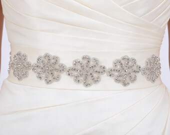 Rhinestone Applique Trim: Beaded Crystal Embroidery, Wedding Belt