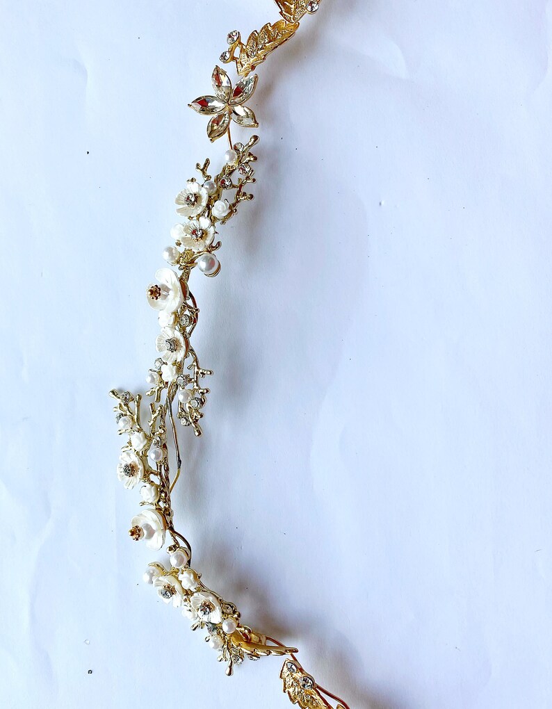 Crystal Pearl Sash Supply Bridal Tiara Jewelry Making Gold Headpiece Pearl Flower Tiara DIY Wedding Gold Flower Tiara