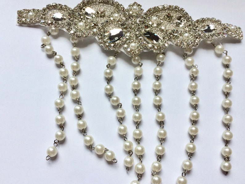 Sew on Pearl Drop Shoulder Pad Pearl Applique Crystal Etsy