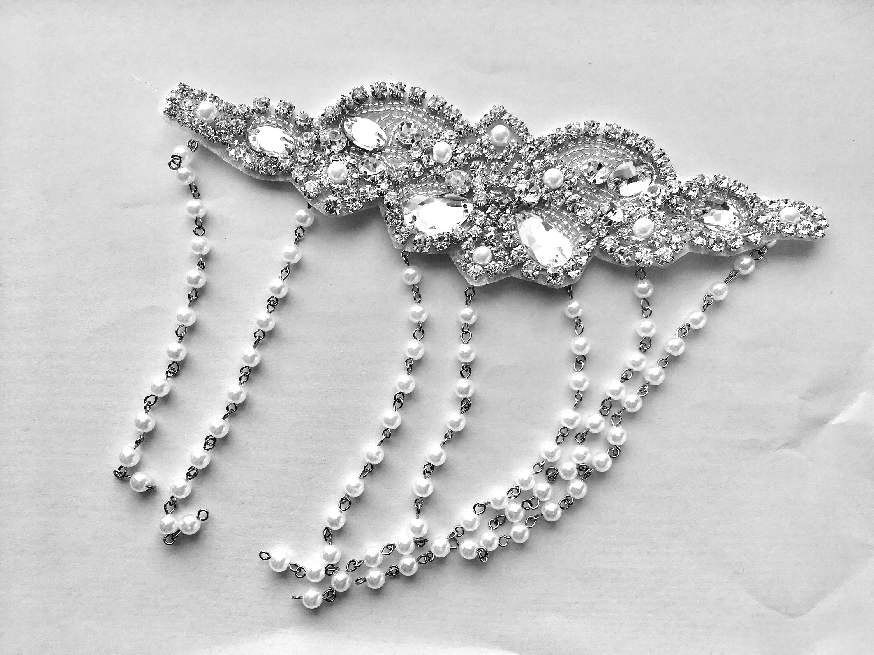 Sew on Pearl Drop Shoulder Pad Pearl Applique Crystal Etsy