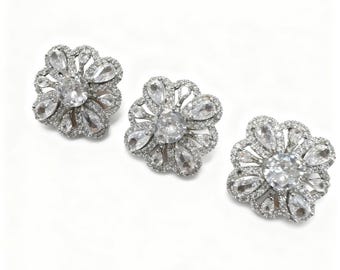 2/4 Piece Wedding Rhinestone Square Buttons: Clear Crystal With Shank Embellishments
