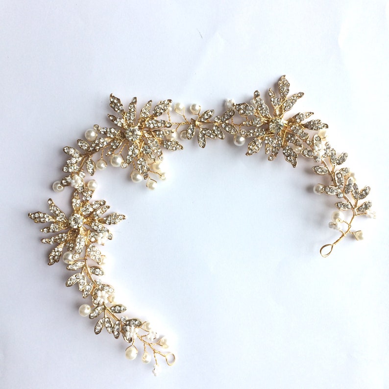Crystal Flower Sash Supply Bridal Tiara Jewelry Making Wedding Hair Accessories DIY Gold Leaf for Making Headpiece Tiara Wire DIY