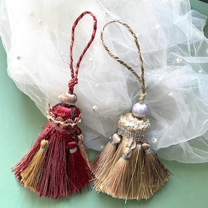 Red Tassel, Gold Tassel, Short Key Tassel, Tassel For Furniture and Home Decor, Big Tassel, Boho Keychain Tassel