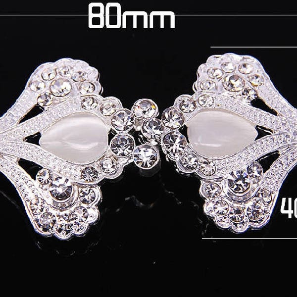 Wedding clasp, Crystal button, Vintage rhinestone crystal clasp, Sash closure button, Hook and eye closure, Wedding dress sweater clasp