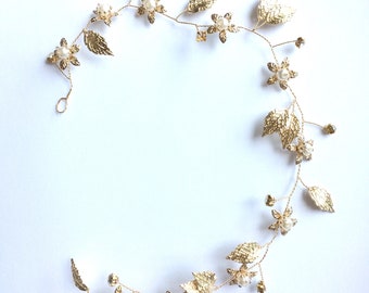 Gold Flower Tiara, Gold Hair Tiara, Leaves Wire, Leaf Wire, Leaf Tiara, Wedding Tiara DIY