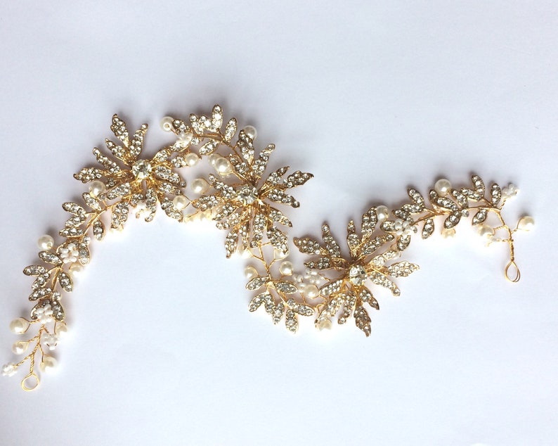 Crystal Flower Sash Supply Bridal Tiara Jewelry Making Wedding Hair Accessories DIY Gold Leaf for Making Headpiece Tiara Wire DIY